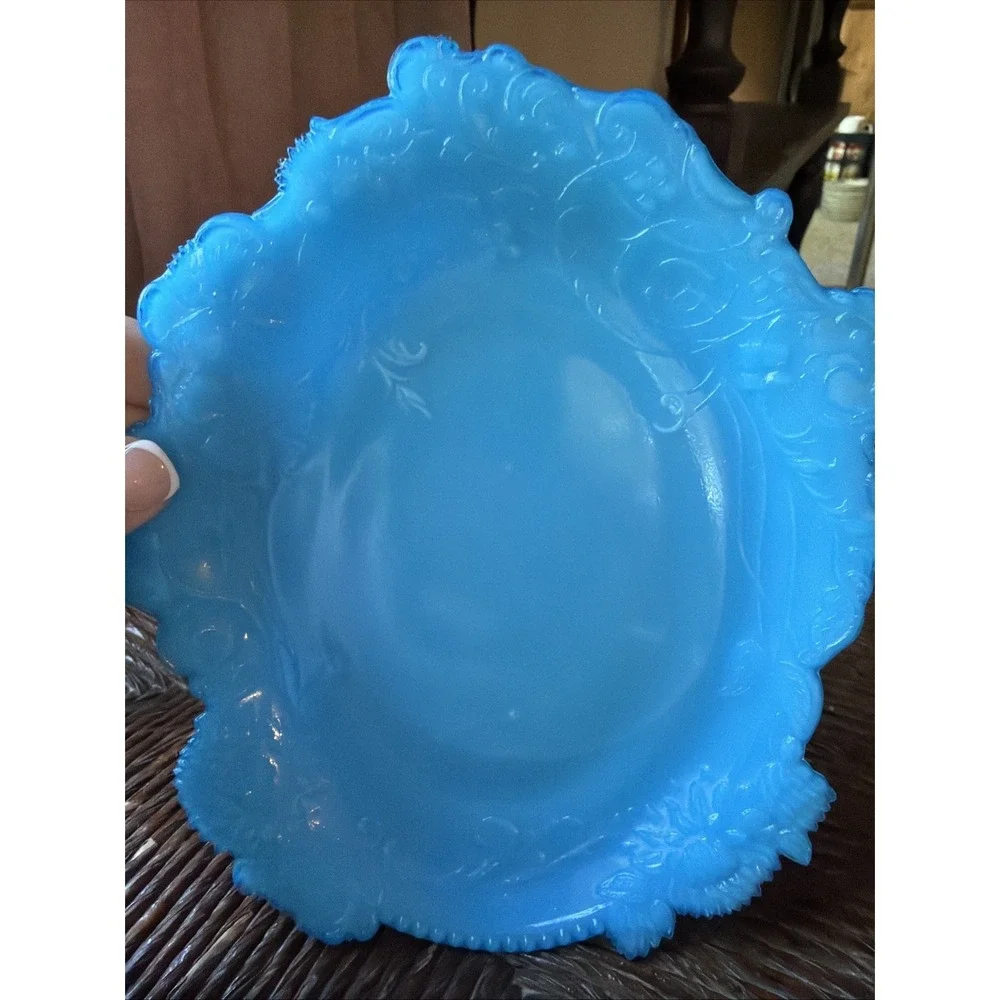 1880's Dithridge USA Blue Milk Glass 7.5×5.5